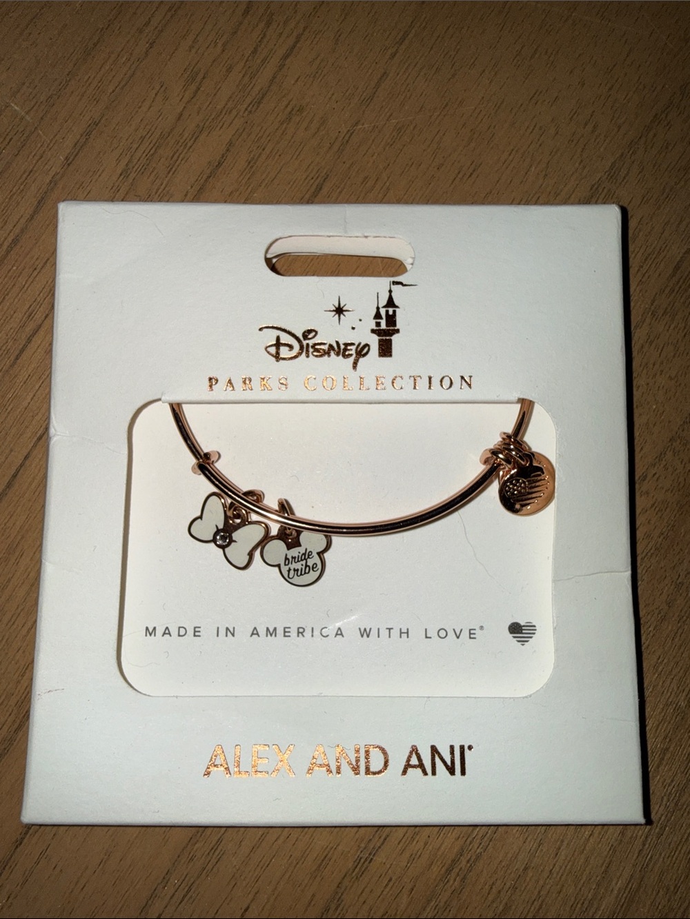 Alex and Ani Rose Gold Disney Parks Bride Tribe Charm Bangle